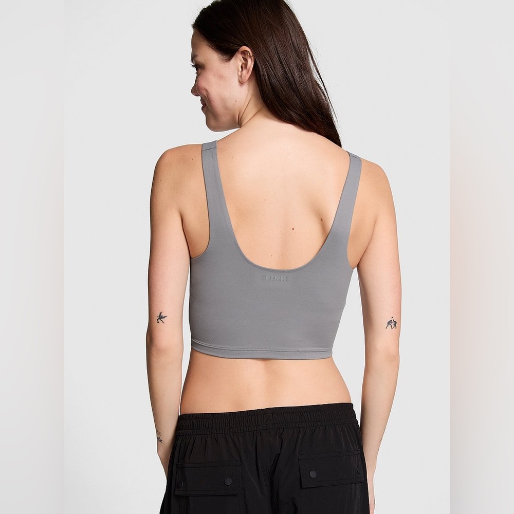 NWT Victoria’s Secret PINK Relay Longline Sports Bra in Night Owl Gray - Picture 3 of 9